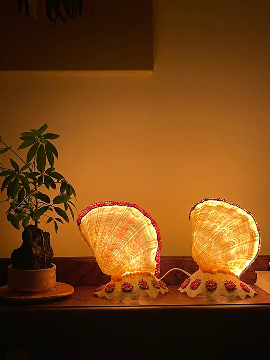 RARE VINTAGE SHELL TABLE LAMPS
