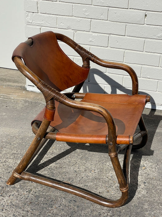 FOUND ITALIAN BAMBOO LEATHER CHAIRS